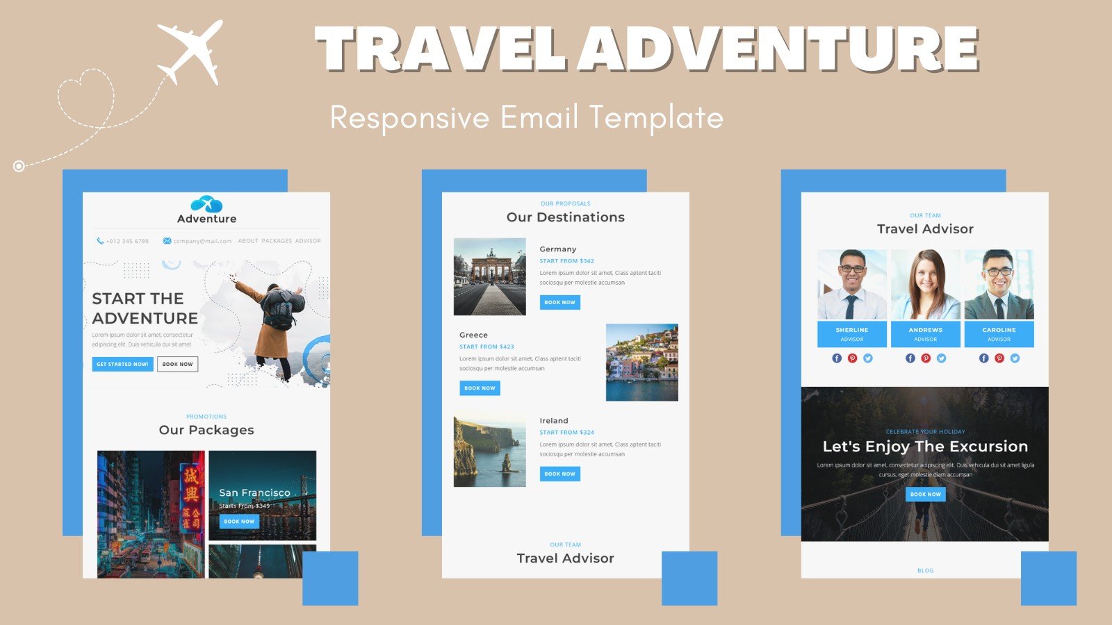 旅行探险 – 响应式电子邮件模板 通讯模板