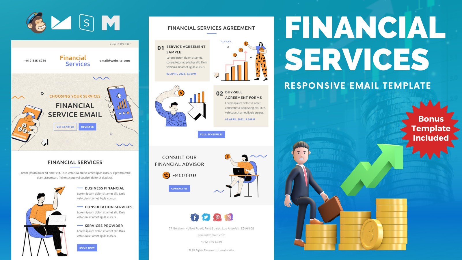 金融服务 – 响应式邮件模板通讯模板