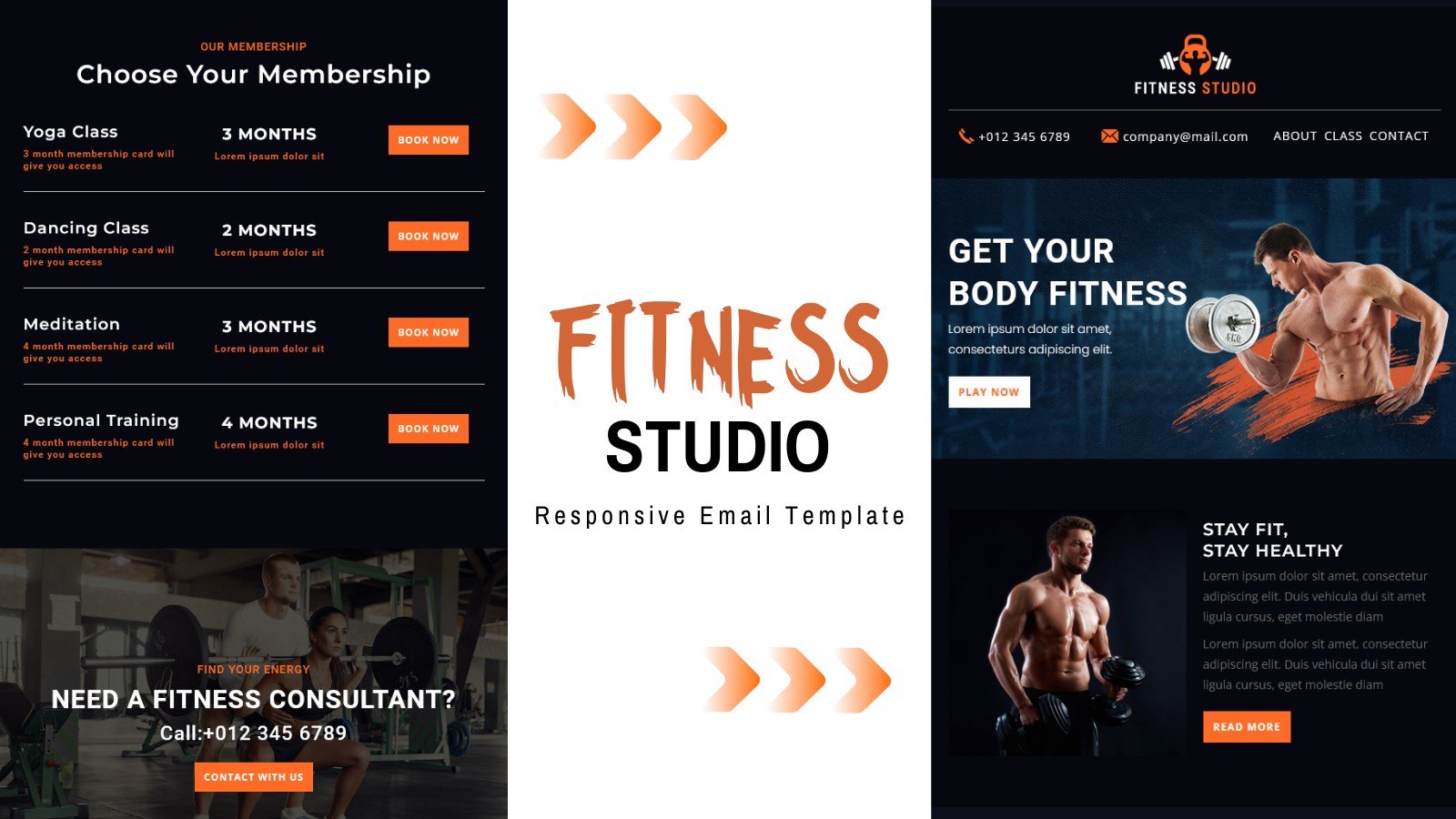 健身工作室 – 响应式电子邮件模板