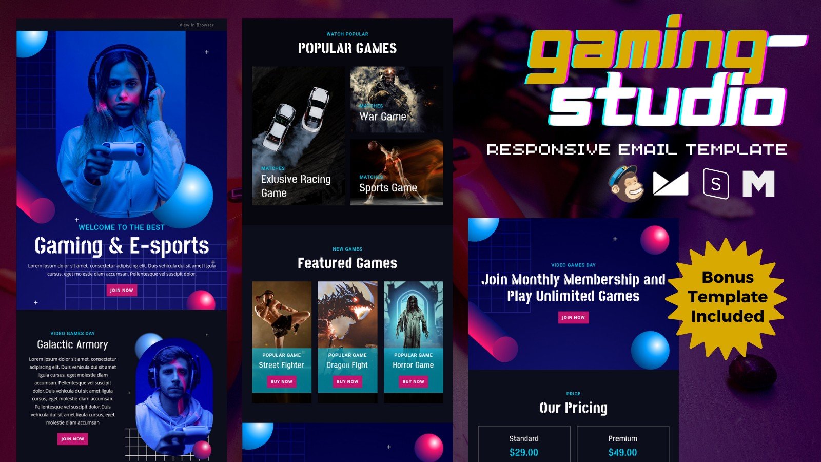 游戏工作室 – 响应式电子邮件模板